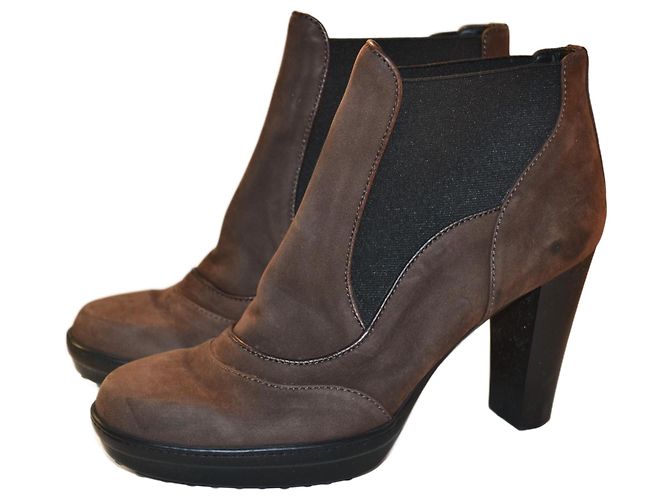 Botines Tod's de cuero marrón Castaño