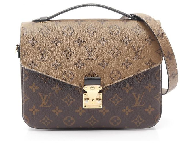 Bolsa Pochette Metis MM Monogram Reverse Louis Vuitton Marrom Preto