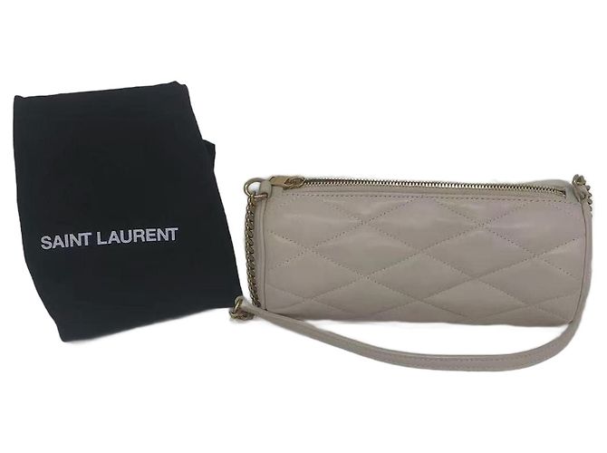 Saint Laurent Mini-Lammleder Sade Röhrenhandtasche Weiß