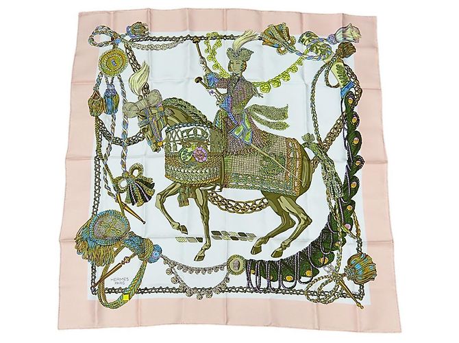 Hermès Le Timbalier Carré 90 Sciarpa Rosa Multicolore