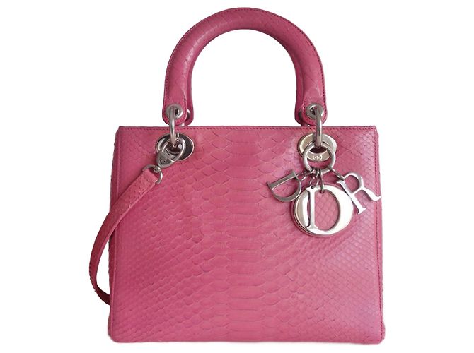Christian Dior Bolso Lady Dior Python Rosa