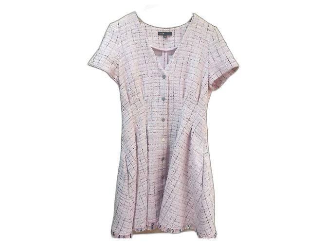 Vestido Maje Rosa con Efecto Tweed de Algodón