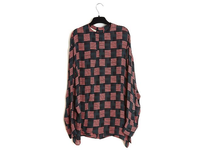 Marni Oversized Seidentop FR36 Afrikagrün Oversized Seidencrepe-Bluse UK8 US6 Mehrfarben
