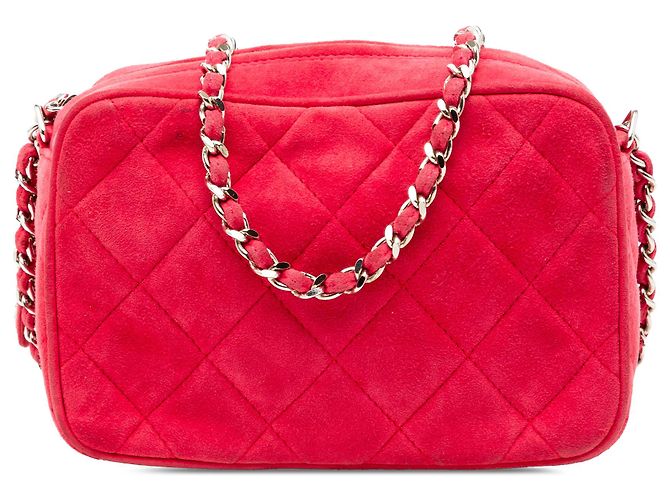 Camera Bolsa de câmera em camurça matelassada vermelha Chanel Vermelho