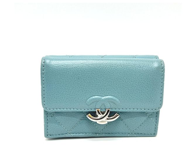 Chanel Light Blue Tri-Fold Wallet
