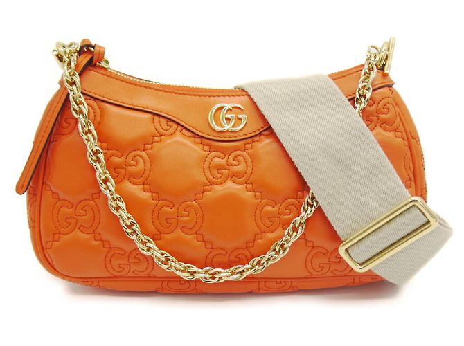 Bolsa de couro GG Matelassé Gucci Laranja
