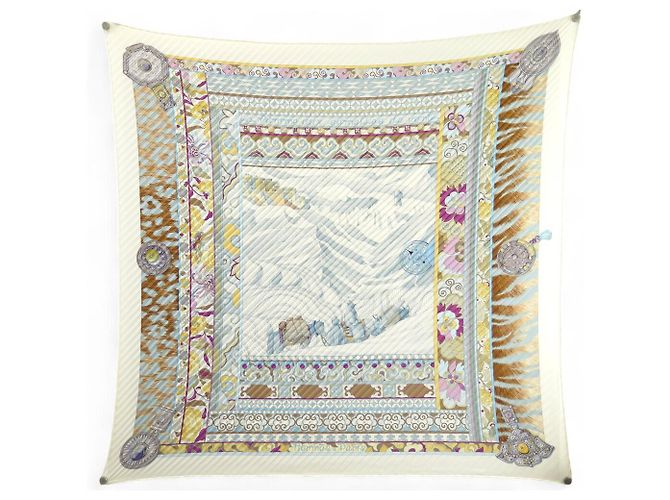Aline Hermès RARO LENÇO PLEATADO HERMES A MULHER COM SOLAS DE VENTO + ANEL BOLDUC Multicor