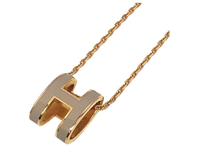 Collier en chaîne en forme de H Hermès Marron Doré 