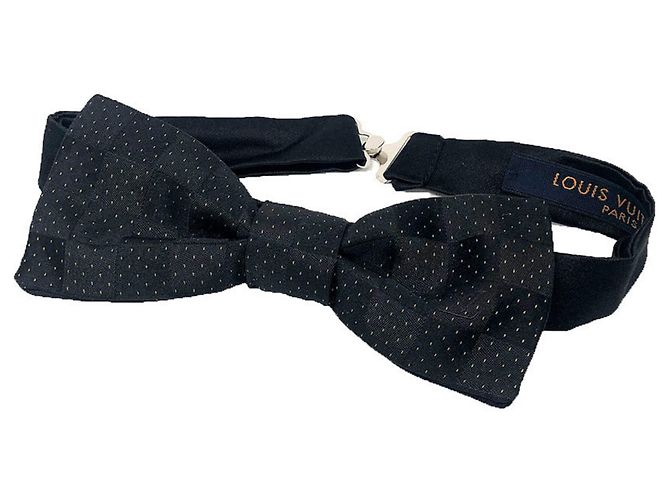 Cravatta a farfalla in seta Damier Dot nera Louis Vuitton Nero