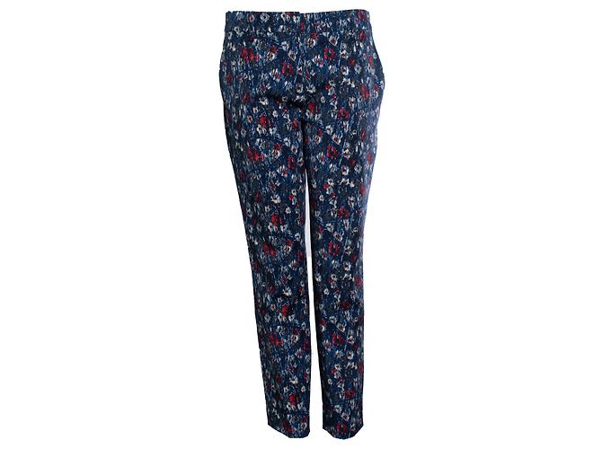 Prada, Calça floral e listrada em azul Multicor