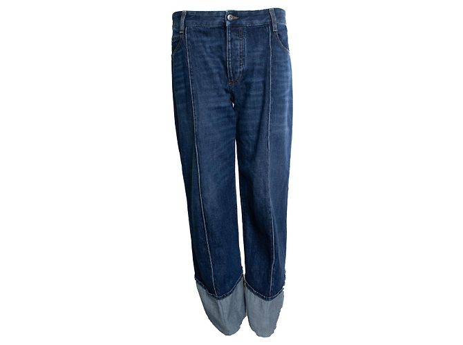 Bottega Veneta, jeans cropped e piegati in blu