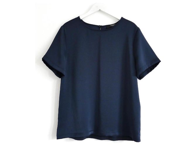 Weekend Max Mara Weekend MaxMara Navy Satin & Jersey Top Navy blue
