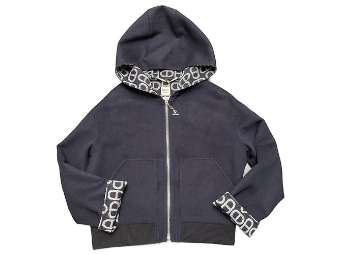 Hermès Bomber Jacket Navy Blue Wool