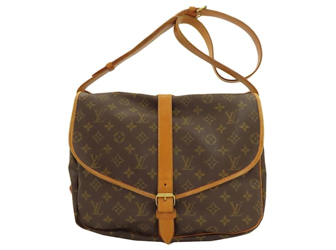 Louis Vuitton Saumur 35 Shoulder Bag Brown Monogram Patent leather  ref.2648243