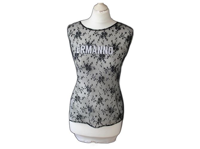 Ermanno Scervino Nero Pizzo Trasparente To Multicolore