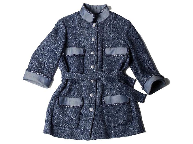Increíble chaqueta de tweed de mezcla de algodón de Chanel Multicolor