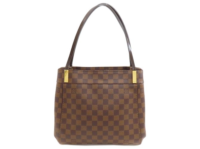 Bolsa Tote PM em mármore Louis Vuitton Marrom Damier ebene