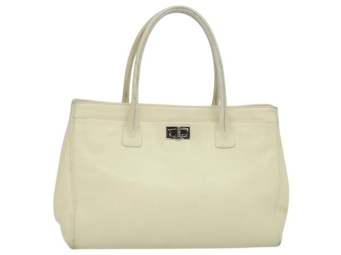 Executive Chanel Reissue Cerf Bolsa Executiva de Couro Média Branco