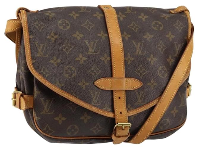 Louis Vuitton Saumur Handbag Monogram Canvas 30 Brown Cloth  ref.2649146