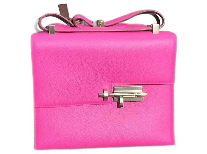 Sac Hermès Verrou 21 en cuir Epsom Rose Pourpre