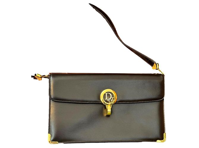Bolsa de mão Christian Dior em couro marrom