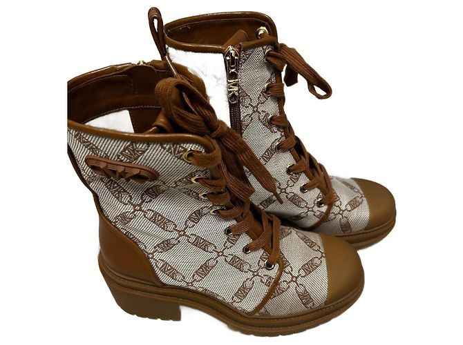Michael Kors Leather Ankle Boots Gold Hardware