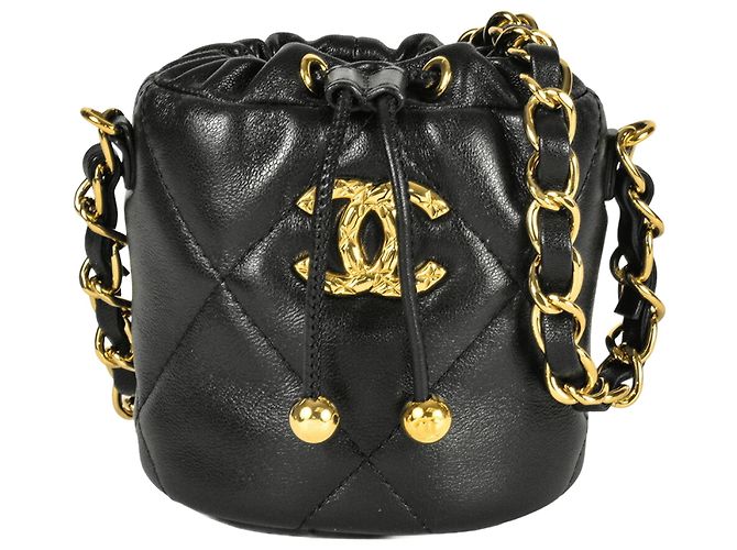 CHANEL Mini Schultertasche Matelassé mit Kette Schwarz