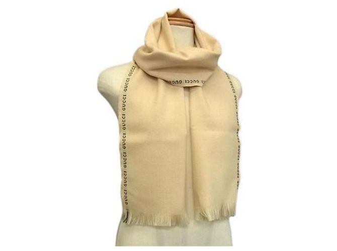 Stola in lana beige e nera da donna Gucci Nero