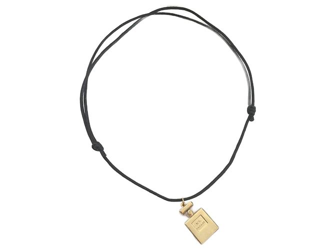 Collar Chanel Botella de Perfume N:5 Negro Dorado