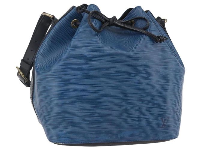 Louis Vuitton Petit Noe Handbag Epi Leather Medium Blue