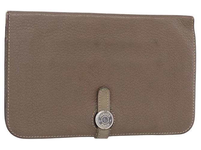 Portefeuille combiné Dogon Duo en cuir Hermès Marron