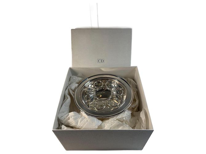 Christian Dior Egg Cup Display Metal Silver Silver hardware