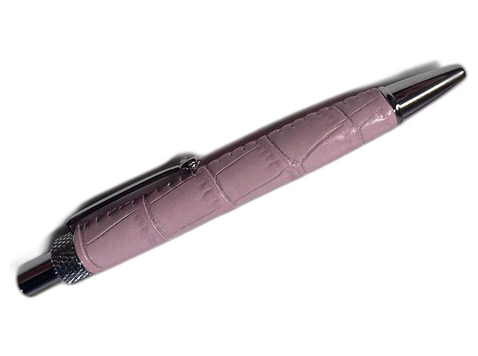 Escada Textured pink leather pen with silver details