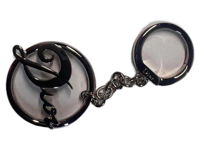 Dior Silver Metal Keychain Silvery
