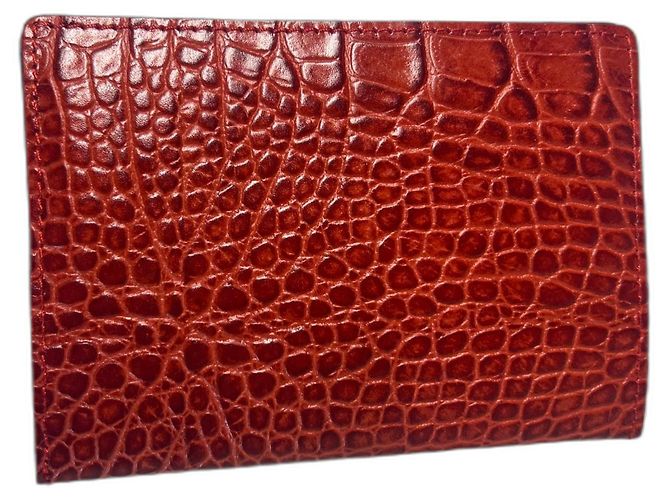Texturiertes rotes Leder-Passportetui Lancel