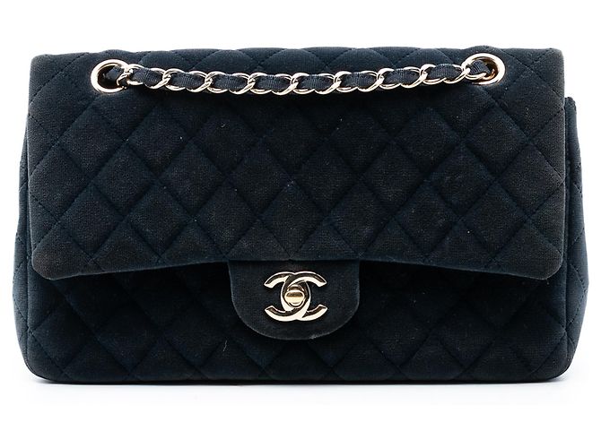 Chanel Blu Medio Classico in Velluto Doppio Blu navy