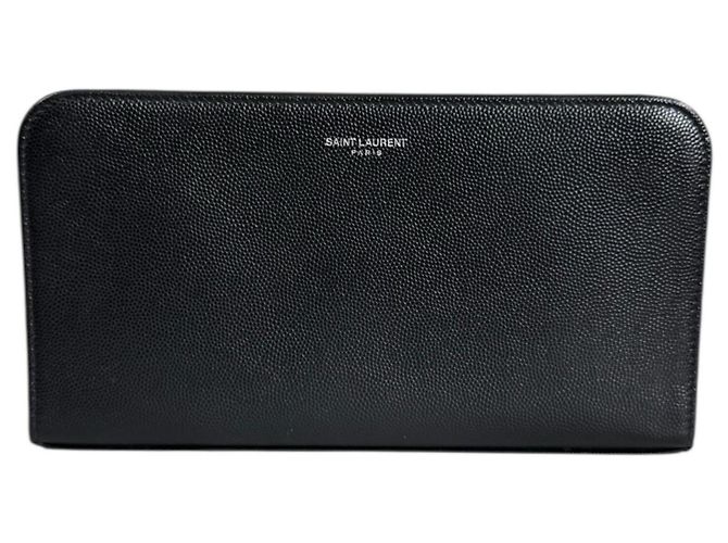 Portafoglio lungo in pelle nera Saint Laurent Nero
