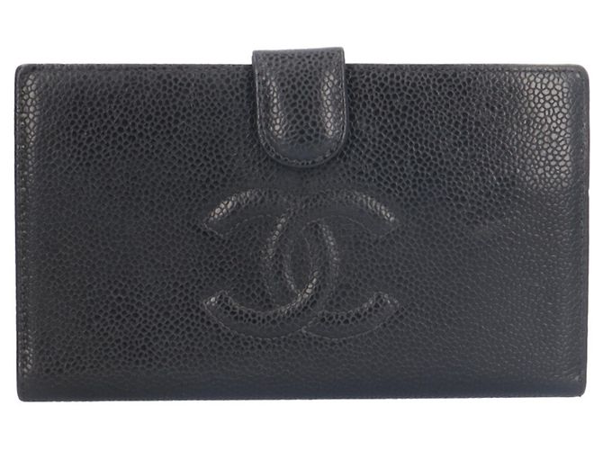 Cartera larga Chanel Coco Mark en piel de ternera granulada Negro
