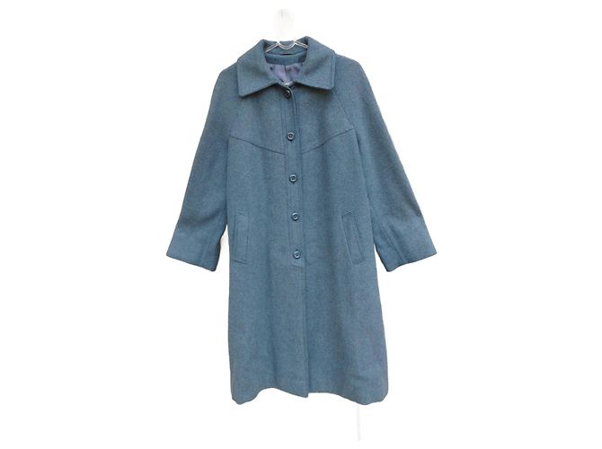Autre Marque Hellblauer Wollmantel Größe 42
