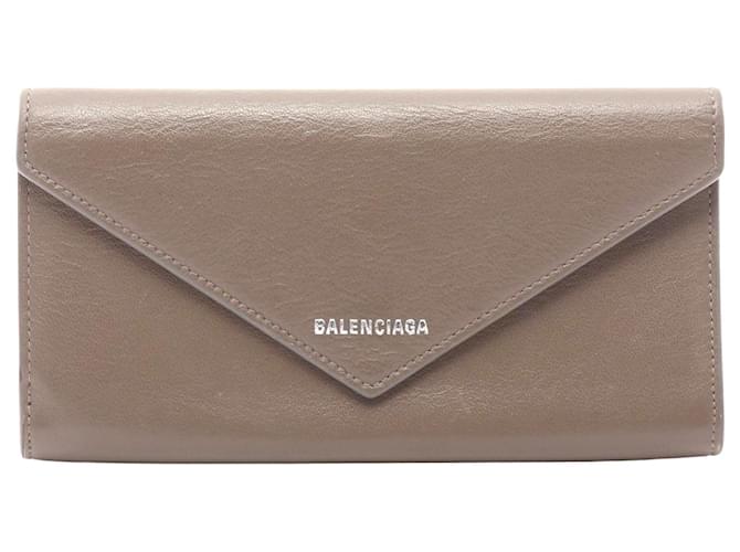 Balenciaga Leather Bifold Long Wallet Grey Pony-style calfskin  ref.2651232