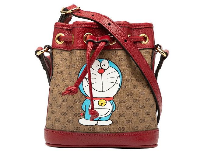 Gucci Doraemon Micro GG Supreme PVC Eimer Tasche Braun