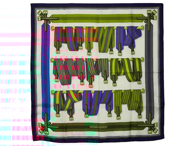 Hermès Les Sangles Carré90 Écharpe en Soie Multicolore  ref.2651432