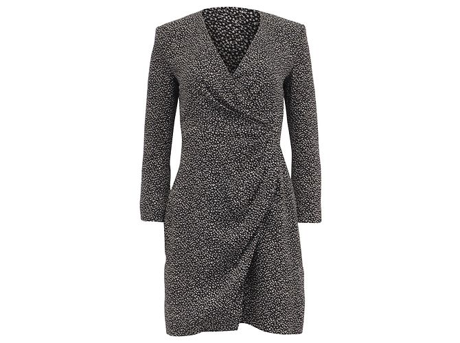 Vestido Mini Wrap Saint Laurent em Viscose Preta Azul Azul marinho