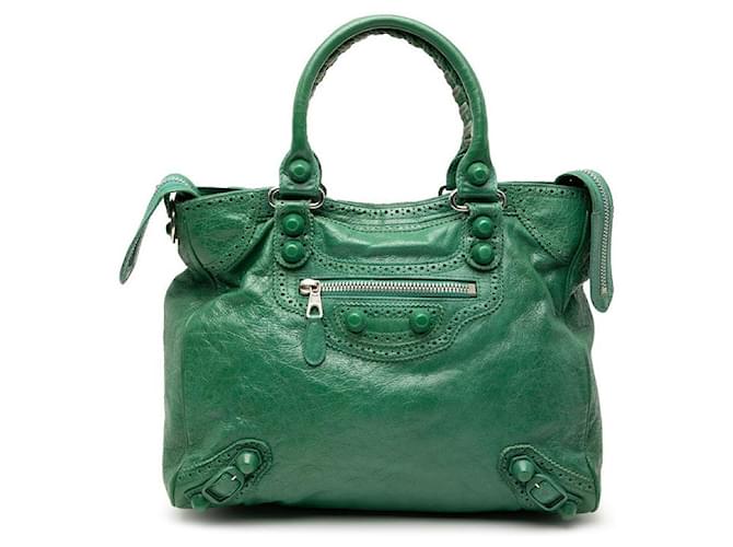 Everyday Balenciaga Giant Velo Leather Handbag Green  ref.2652039