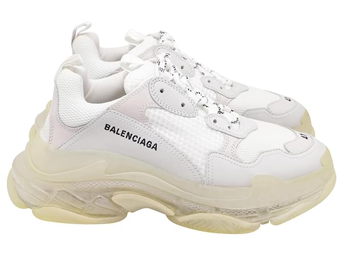 Balenciaga Triple S Sneakers in White Polyester Cream  ref.2652369