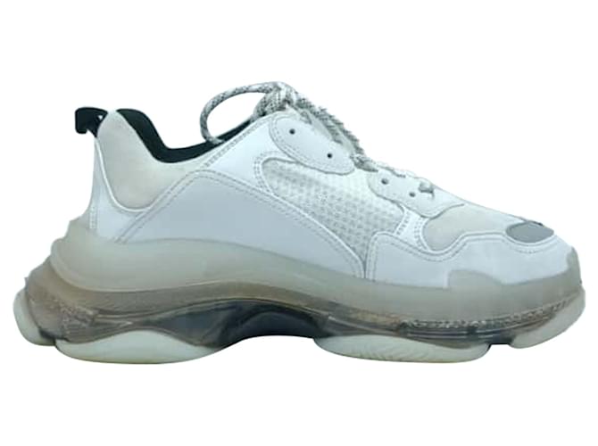  Balenciaga Triple S Clear Sole Sneakers in White Polyester Cream  ref.2652436