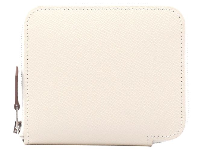 Hermès Azap Compact Silk'in Rundgeldbörse Weiß