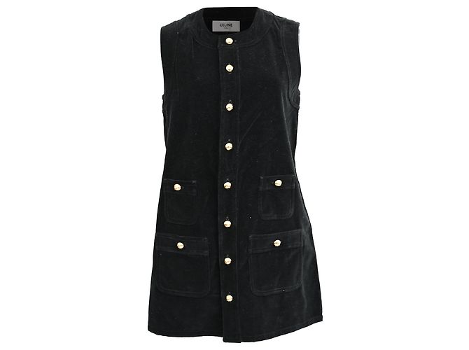 Céline Abito Mini Bottone Celine in Velluto Nero
