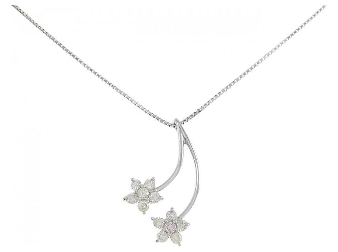 Autre Marque Collier en or blanc Au750 avec diamant rose Argenté