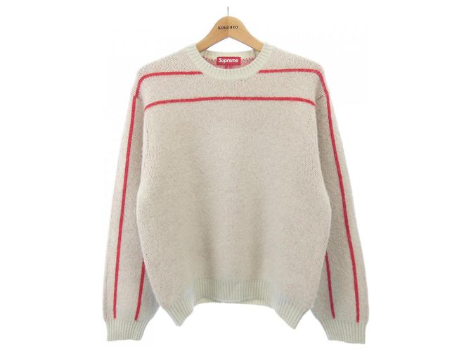 Strickpullover mit Rückstreifen Supreme Rot Beige